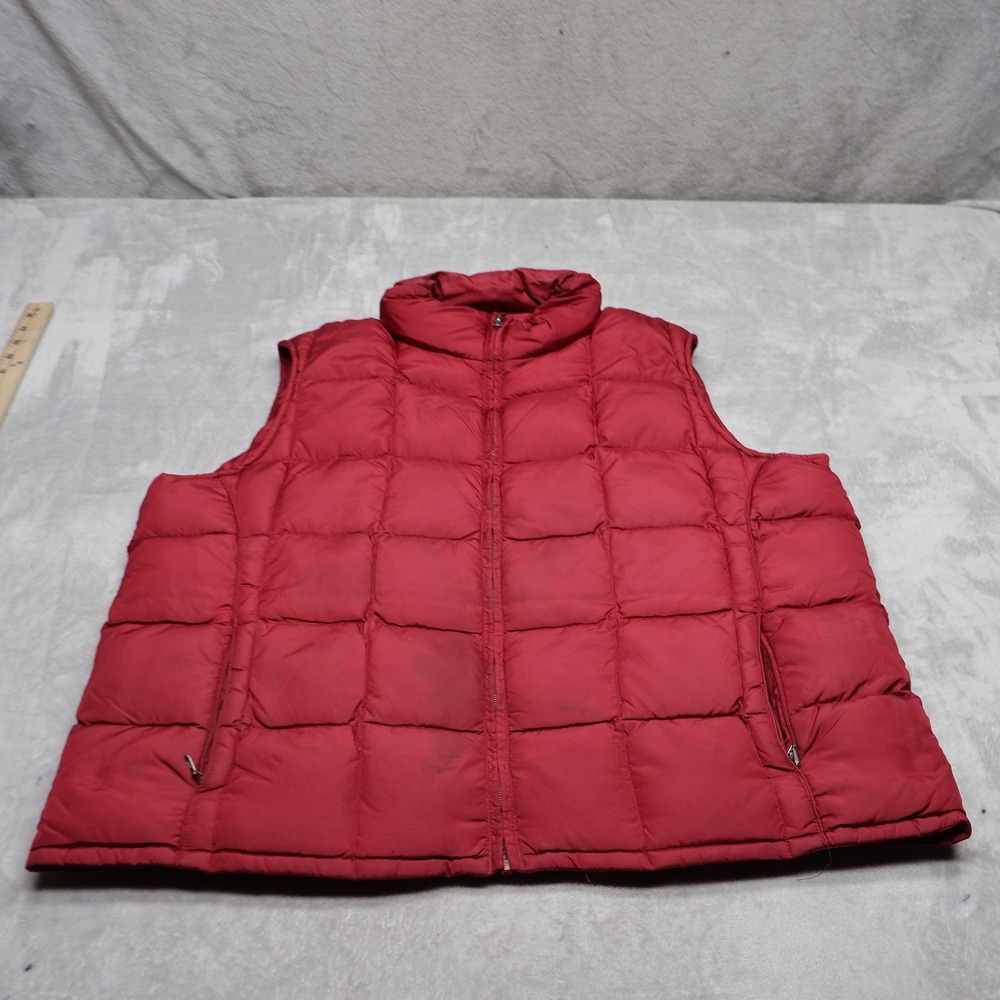 Eddie Bauer Down Vest Mens XL Red Insulated Full Zip Outdoor Quilted Puffer Warm